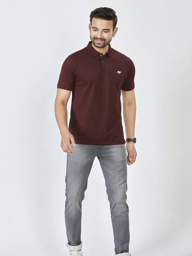 Maroon Polo T-shirt | M7 Clothing